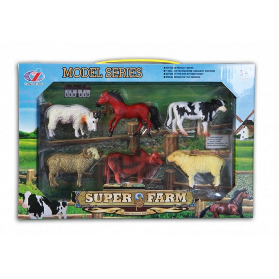 Speelgoed set plastic boerderij dieren 6 stuks