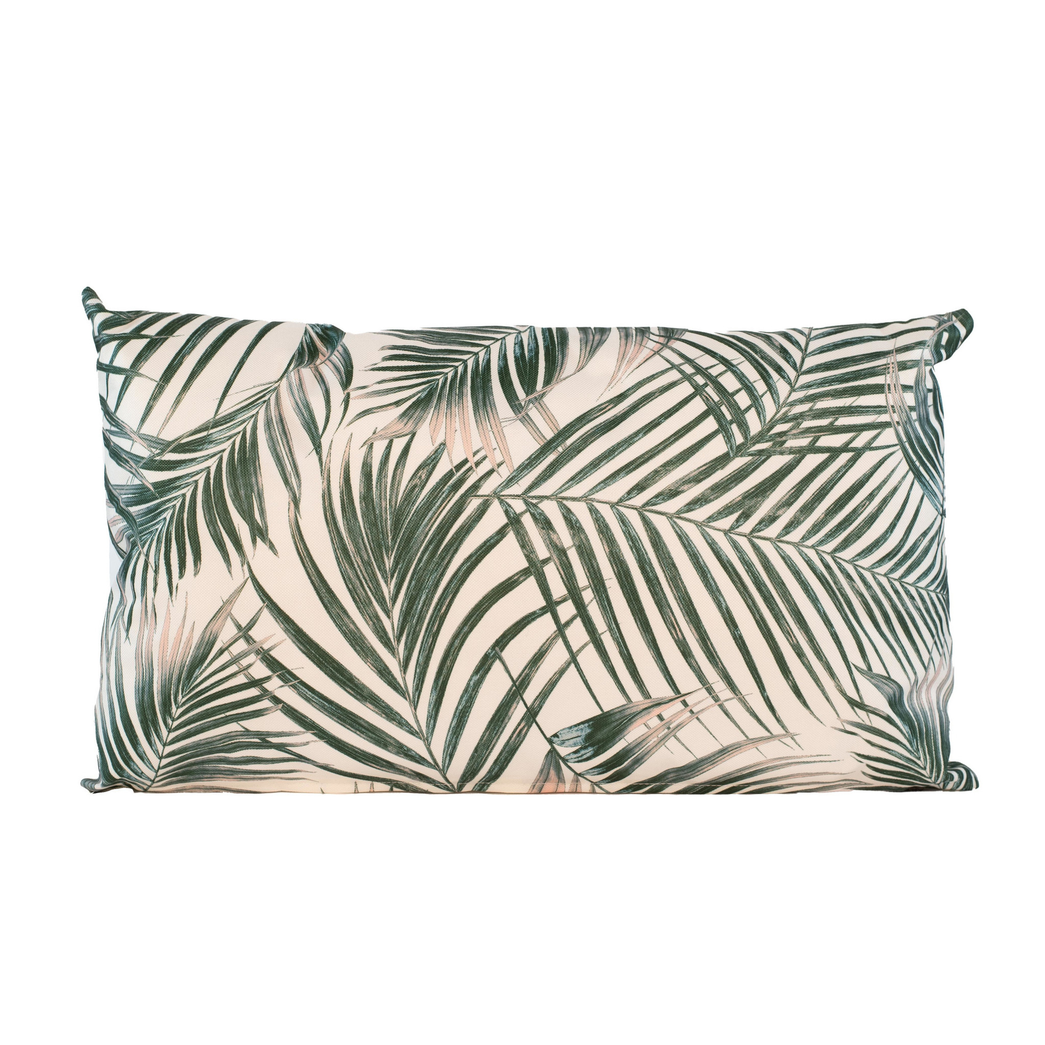 1 x Bank-sier kussens met palm plant-bladeren print voor binnen en buiten 50 x 30 cm