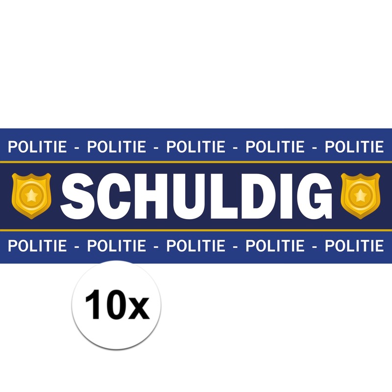 10 x Schuldig stickers voor politie-agent kostuum