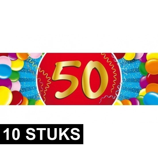 10x 50 jaar sticker verjaardag-jubileum feest stickers
