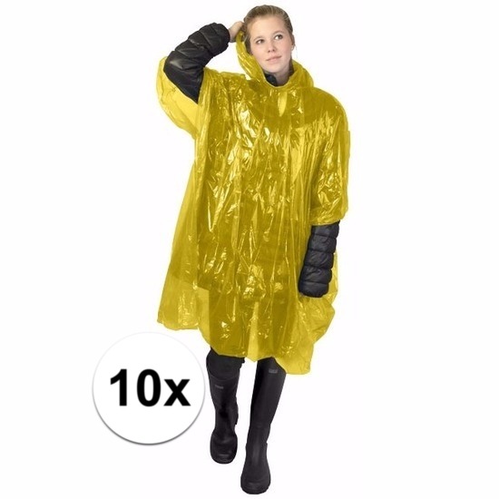 10x wegwerp regenponcho geel