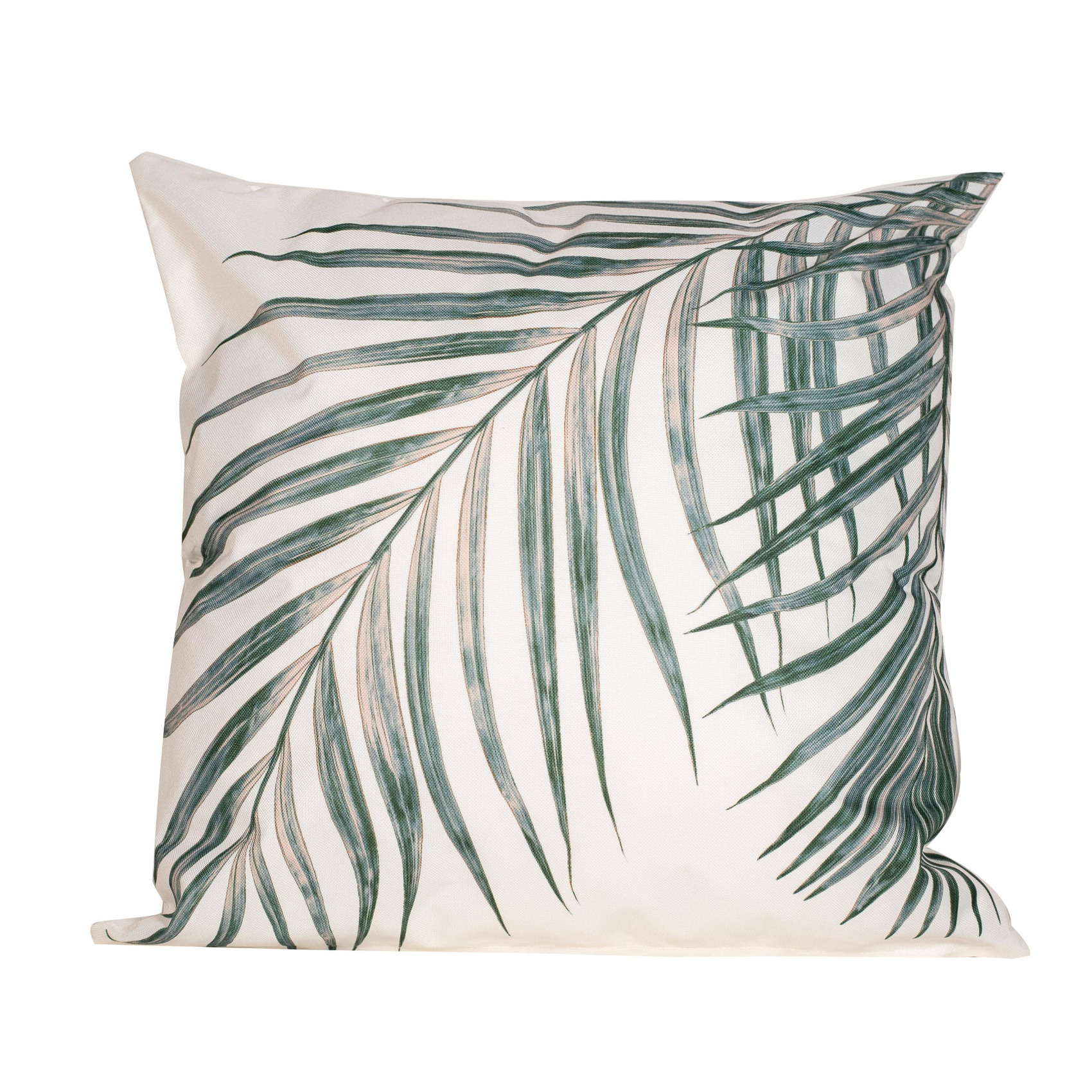 1x Bank-sier kussens met palm plant-blad print voor binnen en buiten 45 x 45 cm