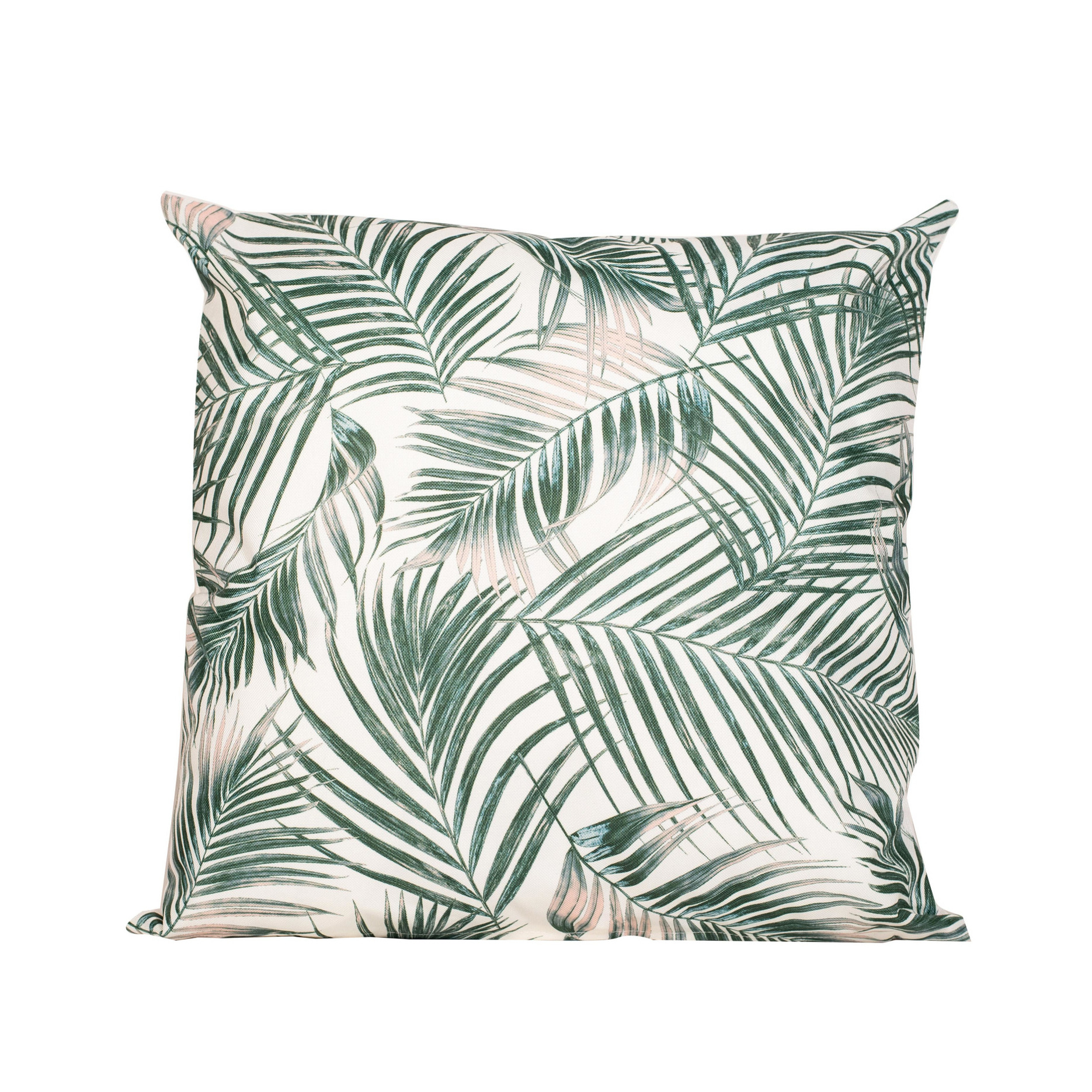 1x Bank-sier kussens met palm plant-bladeren print voor binnen en buiten 45 x 45 cm
