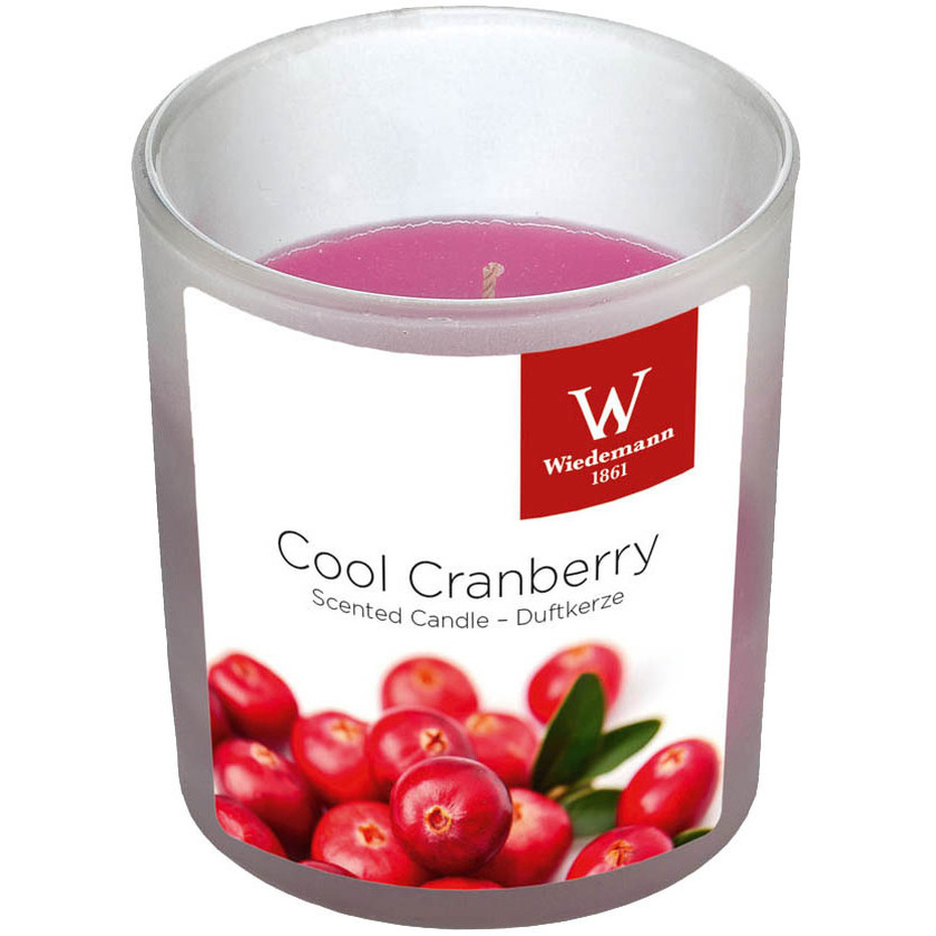 1x Geurkaarsen cranberry in glazen houder 25 branduren