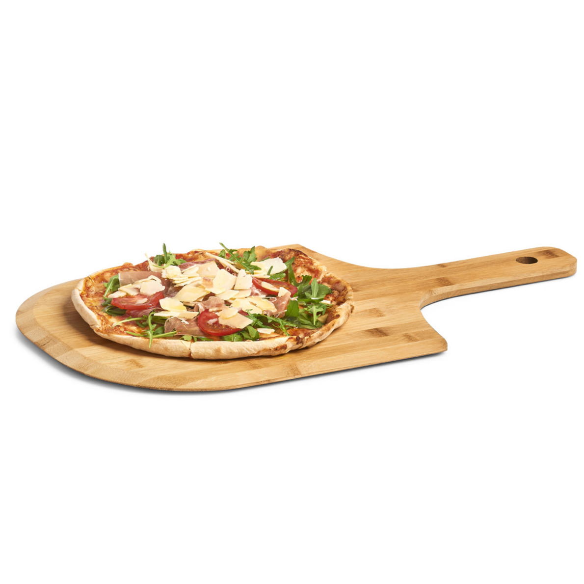 1x Houten pizza snijplanken-borden met handvat 53 cm