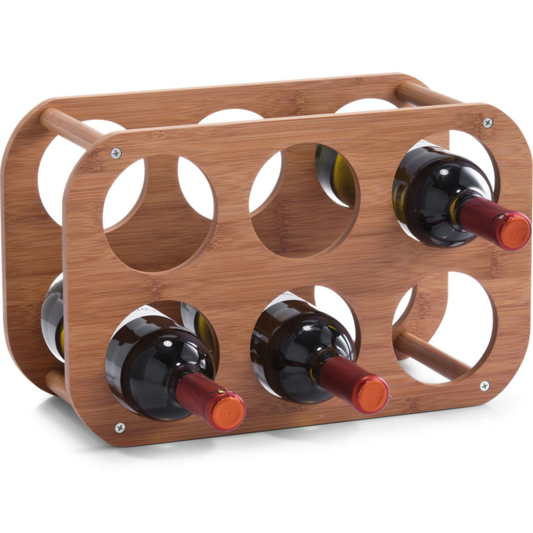 1x Houten wijnflessen rekken-wijnrekken compact voor 6 flessen 38 cm