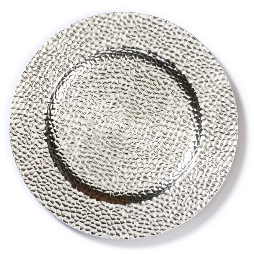 1x stuks kaarsenborden-onderborden zilver glimmend 33 cm