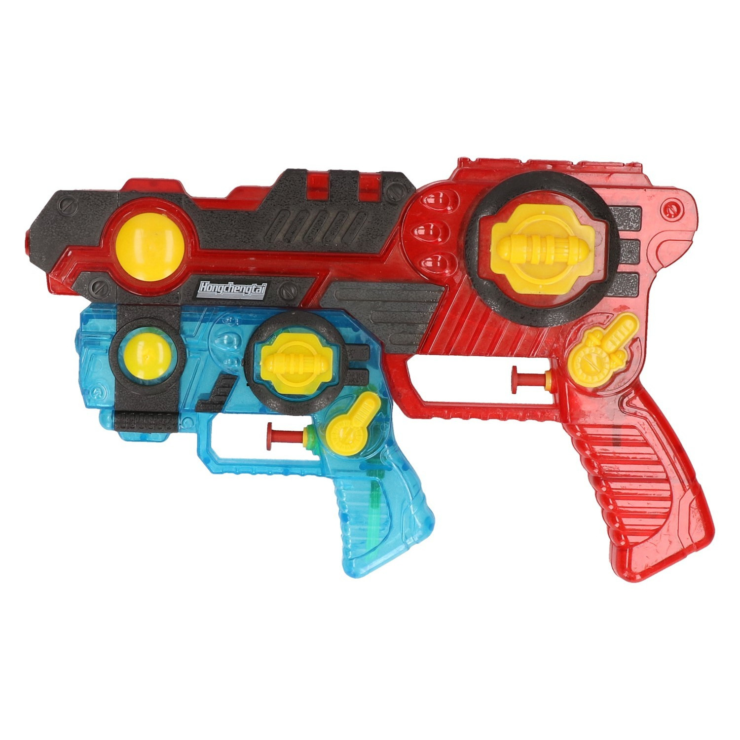 1x Waterpistolen-waterpistool rood-blauw 2-delig van 26 cm kinderspeelgoed