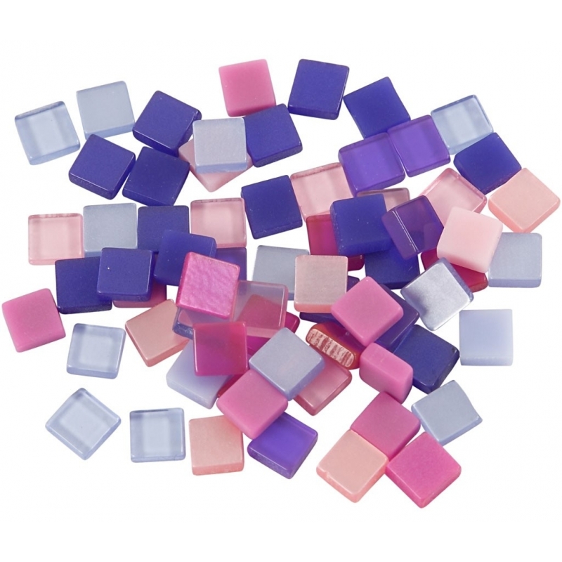 25 gram Mozaiek tegels kunsthars paars-roze 5 x 5 mm