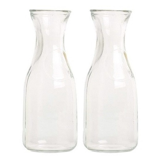 2x Glazen water-sap-wijn karaffen van 0,5 liter