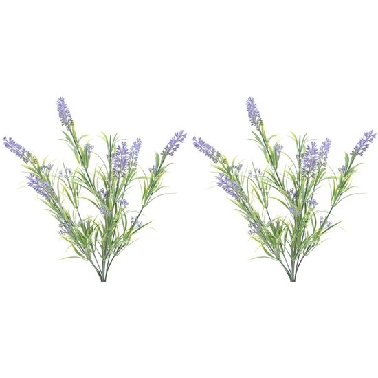 2x Groene/lilapaarse Lavandula/lavendel kunstplanten 44 cm bosje
