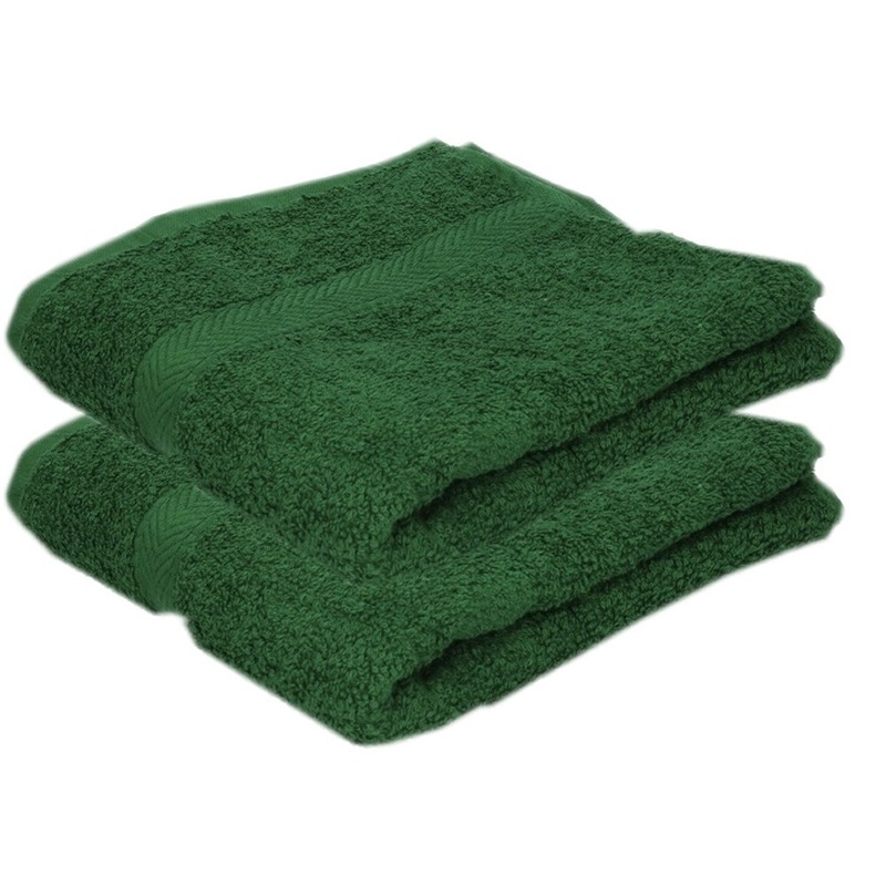 2x Luxe handdoeken donkergroen 50 x 90 cm 550 grams