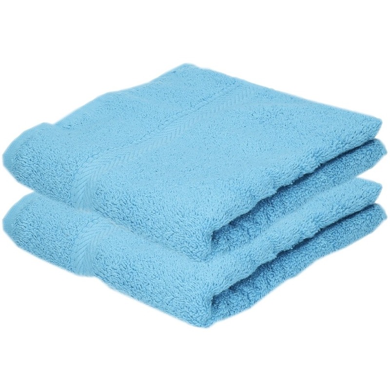 2x Luxe handdoeken turquoise 50 x 90 cm 550 grams