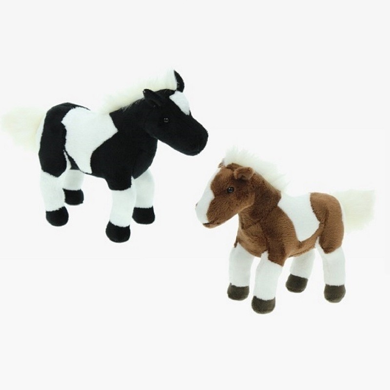 2x Pluche paarden knuffels 26 cm speelgoed set