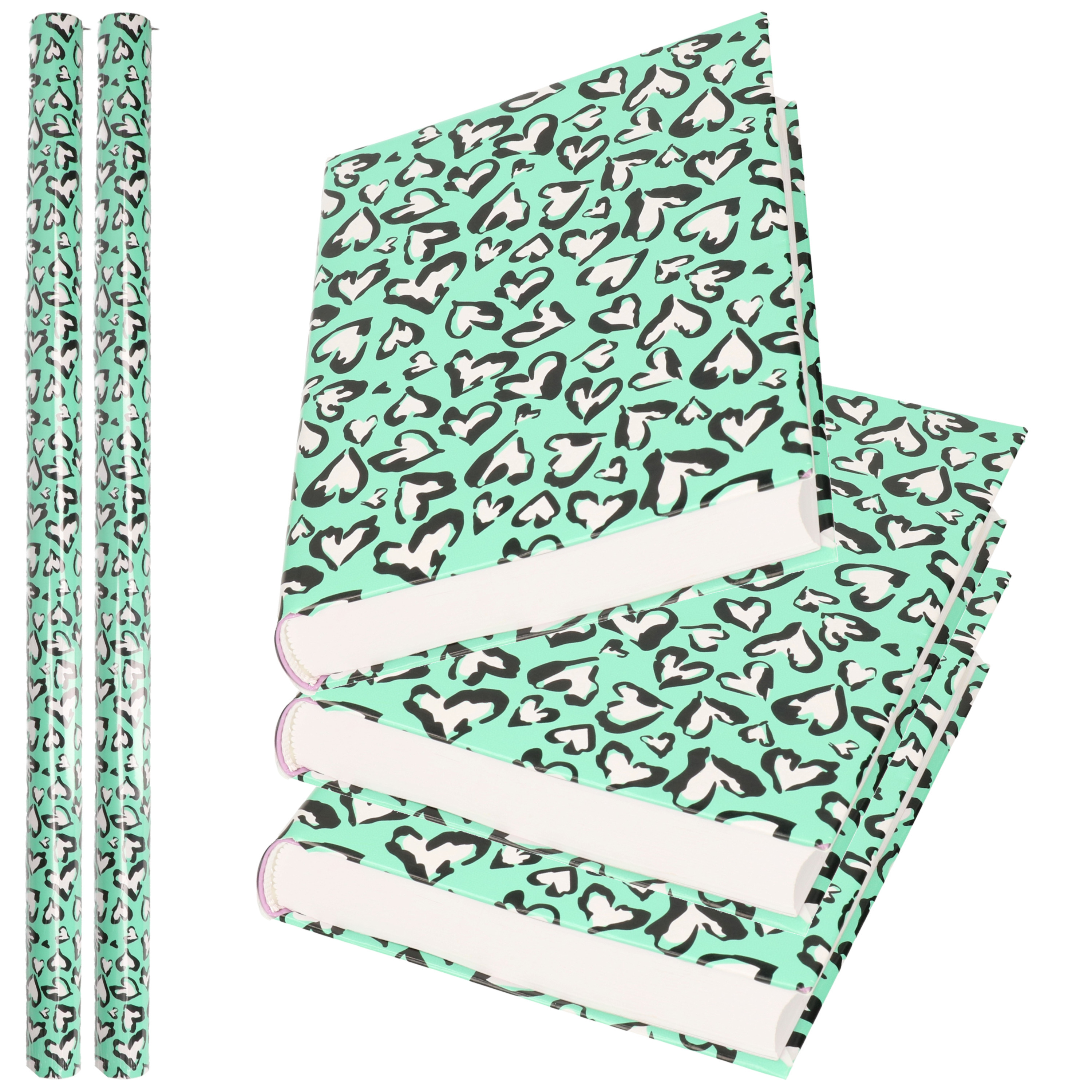 2x Rollen kadopapier-schoolboeken kaftpapier Noah groen 200 x 70 cm