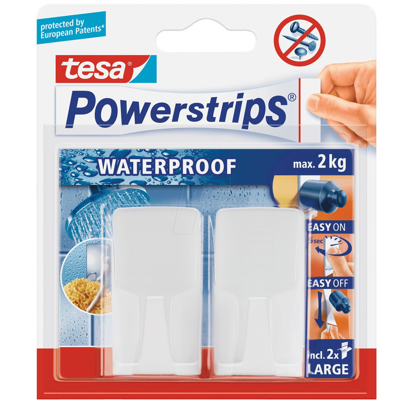 2x Tesa Powerstrips haken waterproof klusbenodigdheden 6 x 3 cm