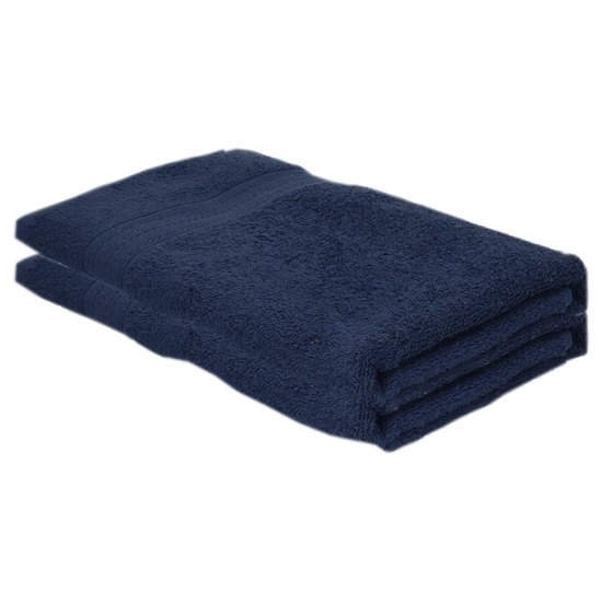 2x Voordelige badhanddoeken navy blauw 70 x 140 cm 420 grams