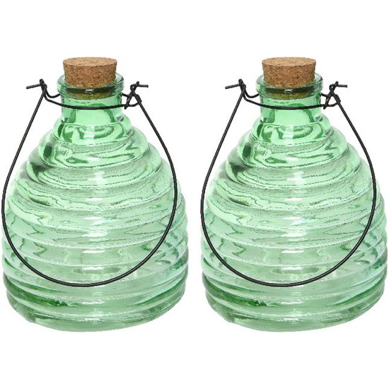 2x Wespenvangers-wespenvallen groen 17 cm van glas