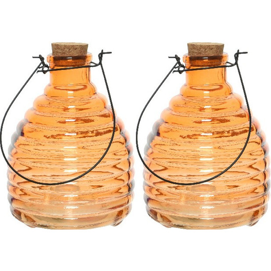 2x Wespenvangers-wespenvallen oranje 17 cm van glas
