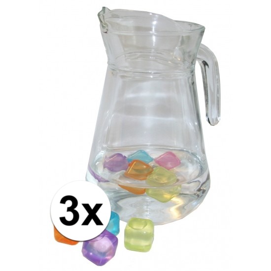3 stuks glazen waterkannen 1,3 liter