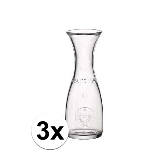 3x Glazen water karaffen 0,25 liter