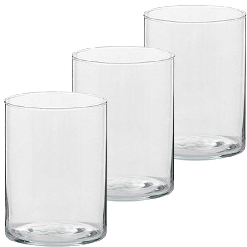 3x Hoge theelichthouders-waxinelichthouders glas 5,5 x 6,5 cm