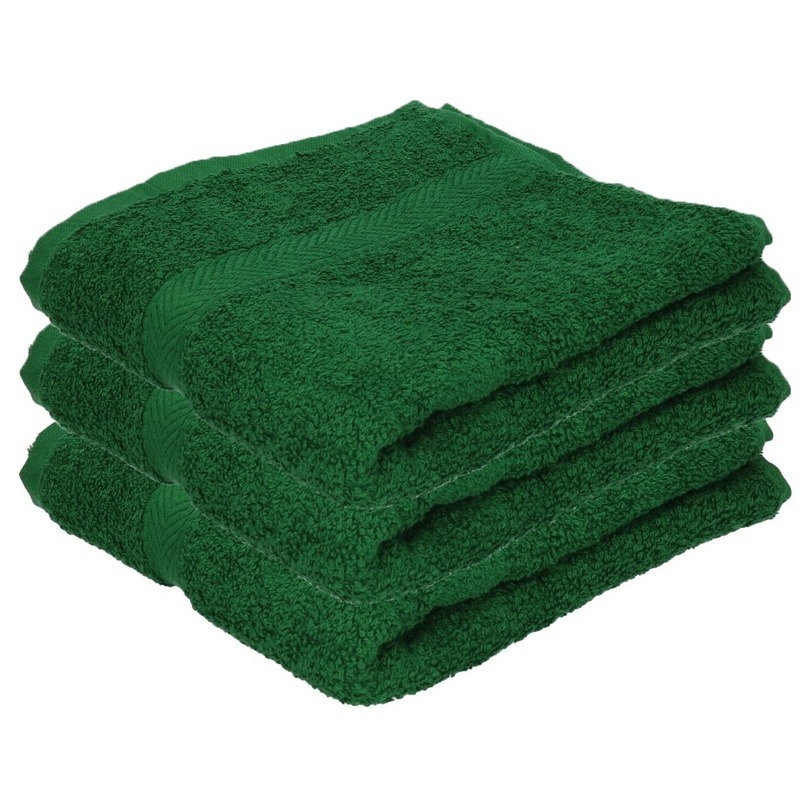 3x Luxe handdoeken donkergroen 50 x 90 cm 550 grams