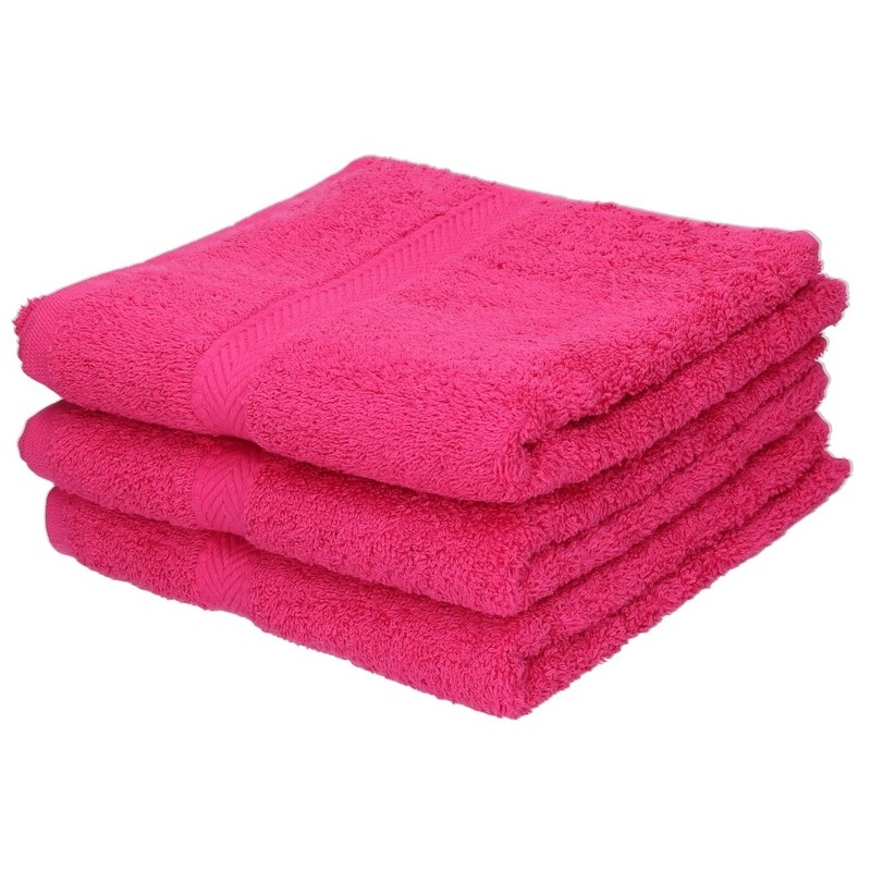 3x Luxe handdoeken fuchsia roze 50 x 90 cm 550 grams