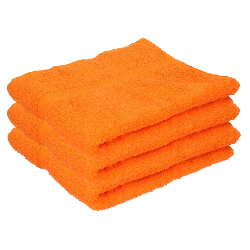 3x Luxe handdoeken oranje 50 x 90 cm 550 grams