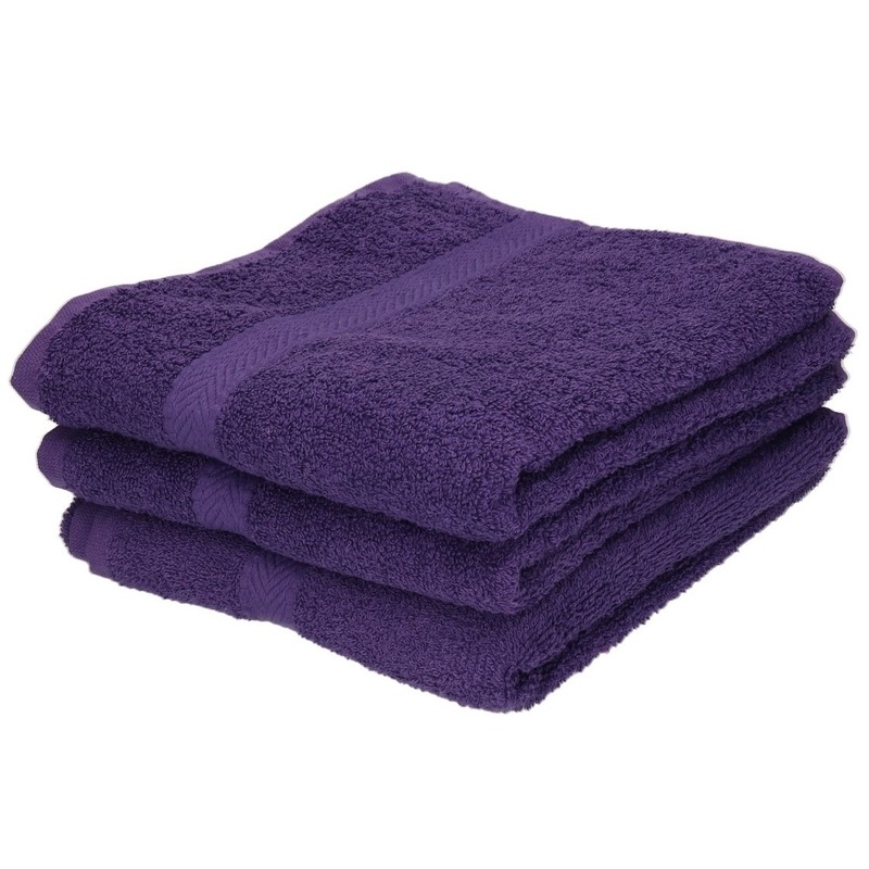 3x Luxe handdoeken paars 50 x 90 cm 550 grams