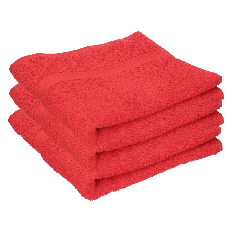 3x Luxe handdoeken rood 50 x 90 cm 550 grams
