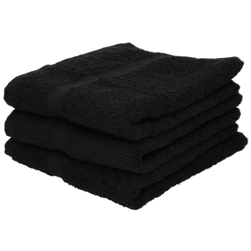 3x Luxe handdoeken zwart 50 x 90 cm 550 grams