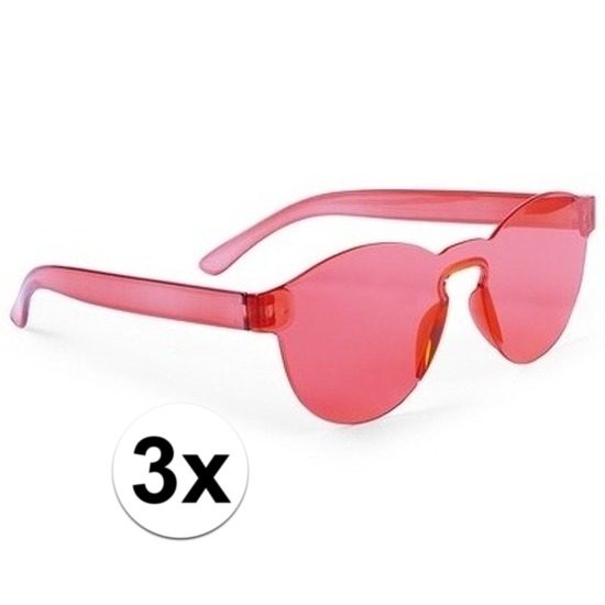 3x Rode verkleed zonnebrillen voor volwassenen