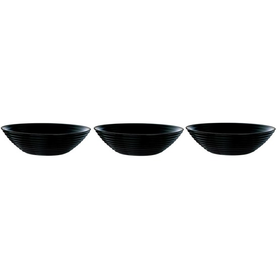 3x Salade schalen-slakommen van zwart glas 27 cm
