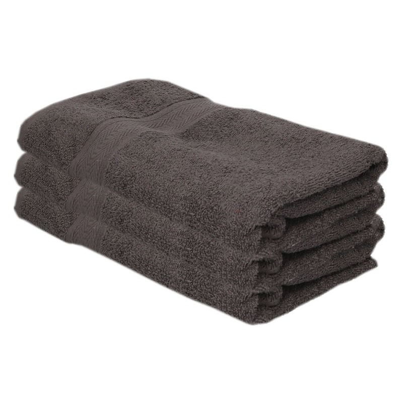 3x Voordelige badhanddoeken grijs 70 x 140 cm 420 grams
