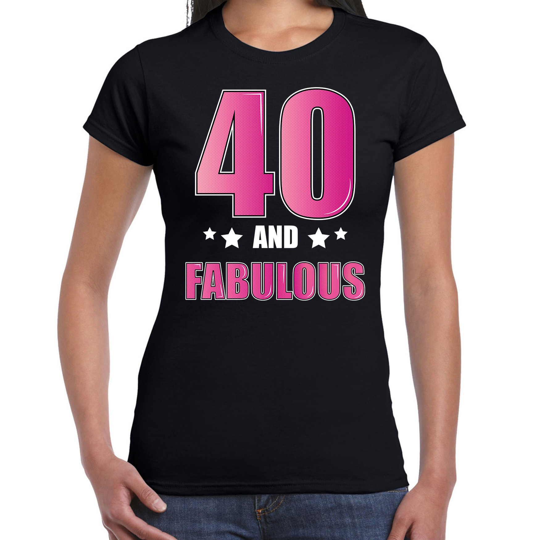 40 and fabulous verjaardag cadeau t-shirt-shirt 40 jaar zwart voor dames