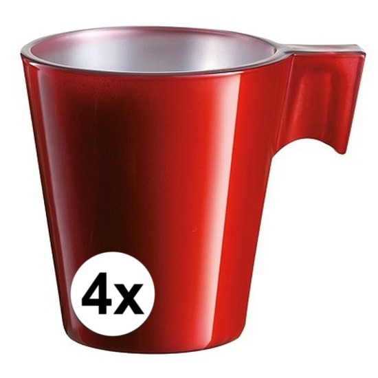 4x Espresso-koffie kopje rood