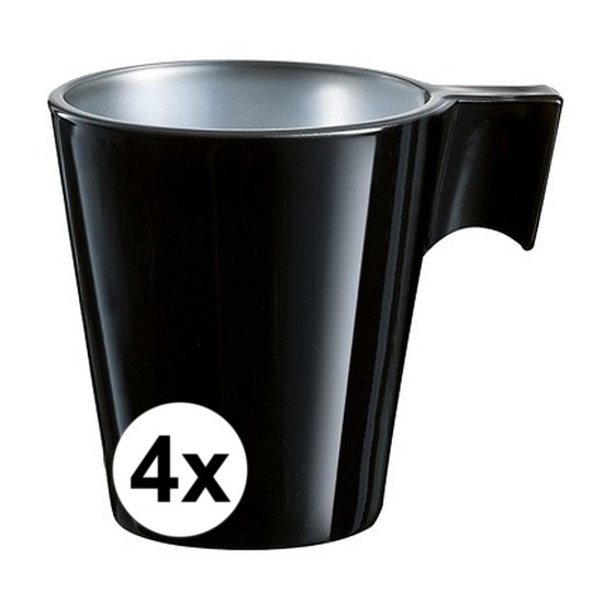 4x Espresso-koffie kopje zwart