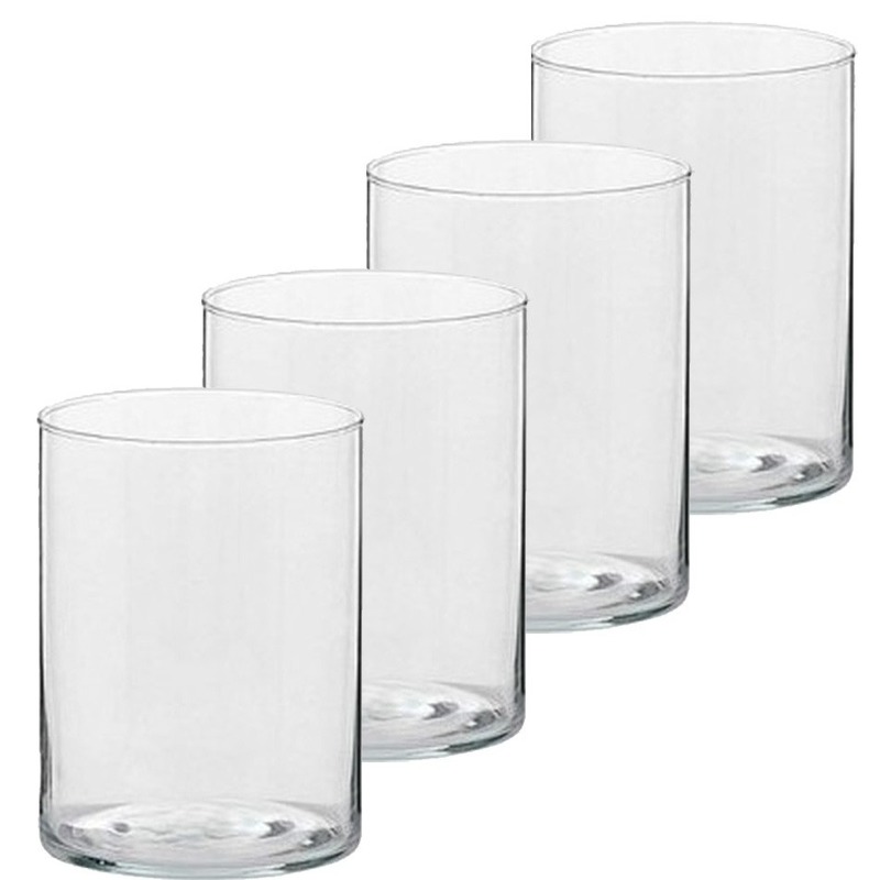 4x Hoge theelichthouders-waxinelichthouders glas 5,5 x 6,5 cm