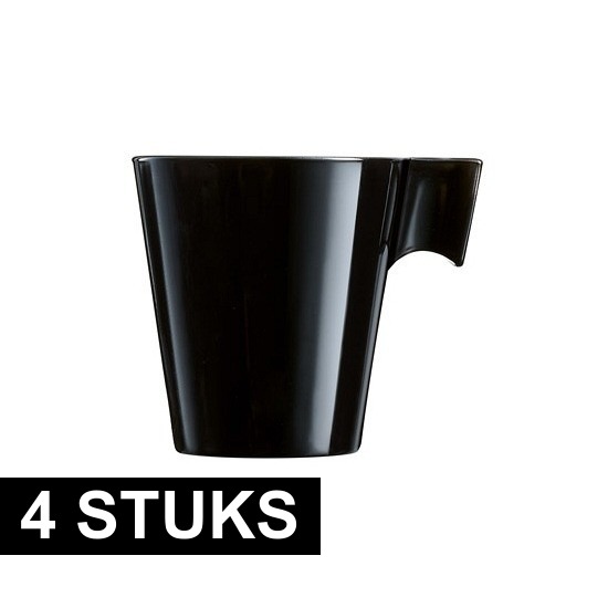 4x Lungo koffie-espresso bekers zwart