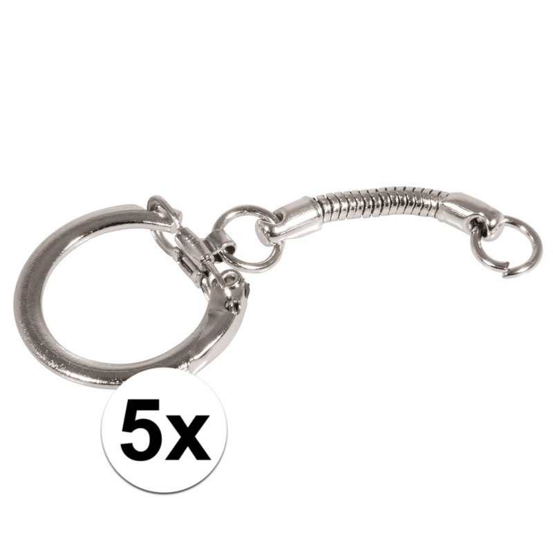 5 Stuks hobby sleutelhangers/ringen met ketting en clipsluiting