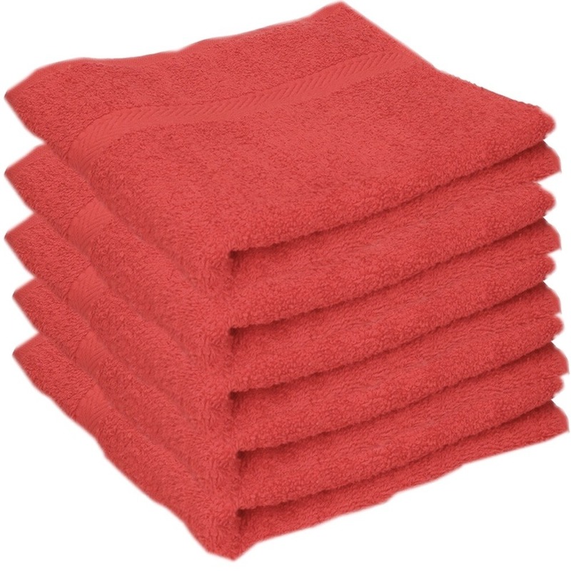 5x Luxe handdoeken rood 50 x 90 cm 550 grams