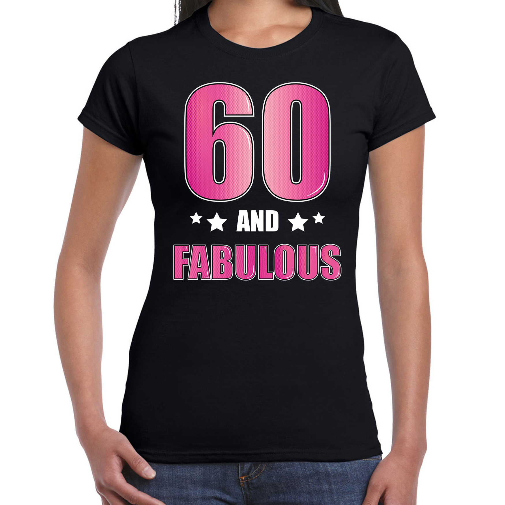 60 and fabulous verjaardag cadeau t-shirt-shirt 60 jaar zwart voor dames