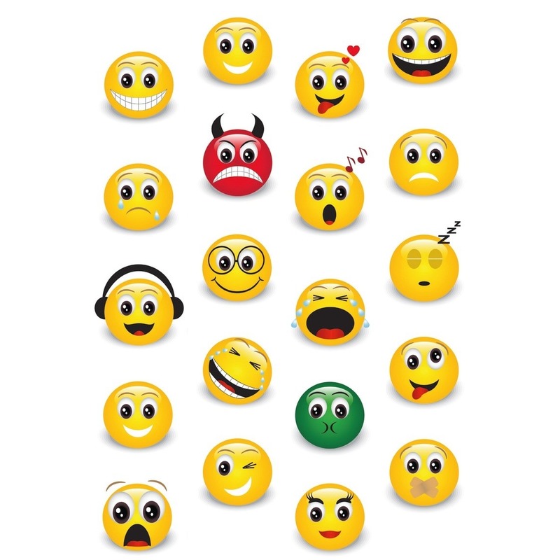 60x Smiley-Emoticons stickers met 3D effect met zacht kunststof