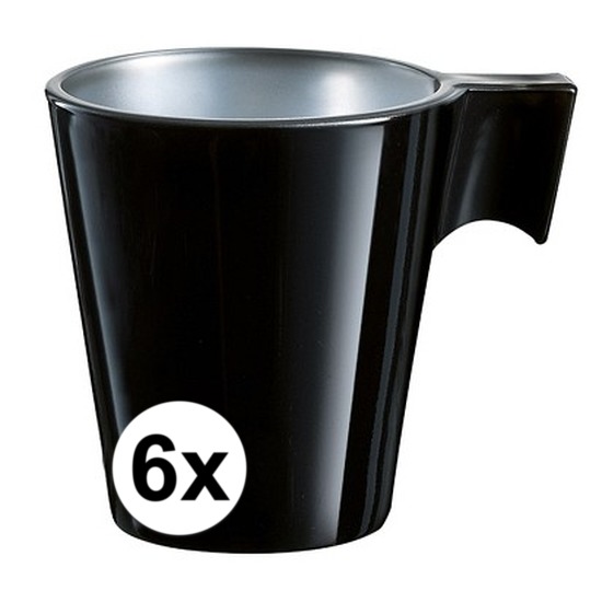 6x Espresso-koffie kopje zwart