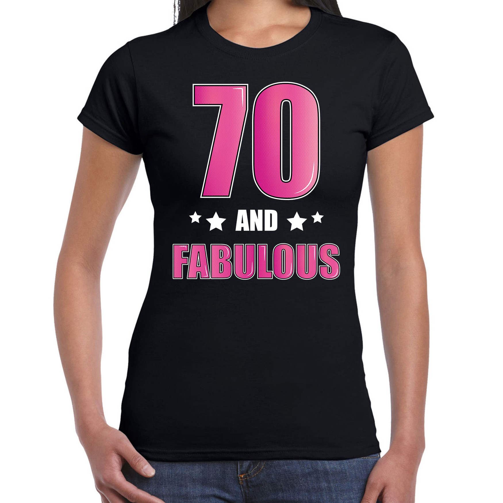 70 and fabulous verjaardag cadeau t-shirt-shirt 70 jaar zwart voor dames