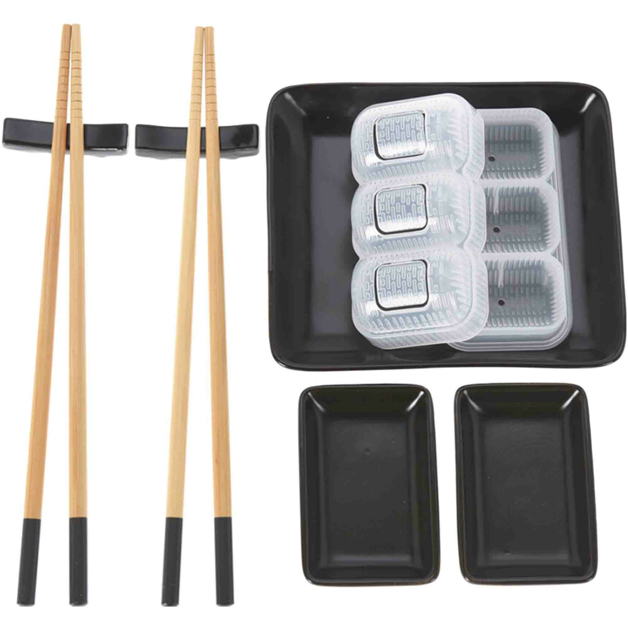 8-delige sushi serveer set voor 2 personen keramiek zwart
