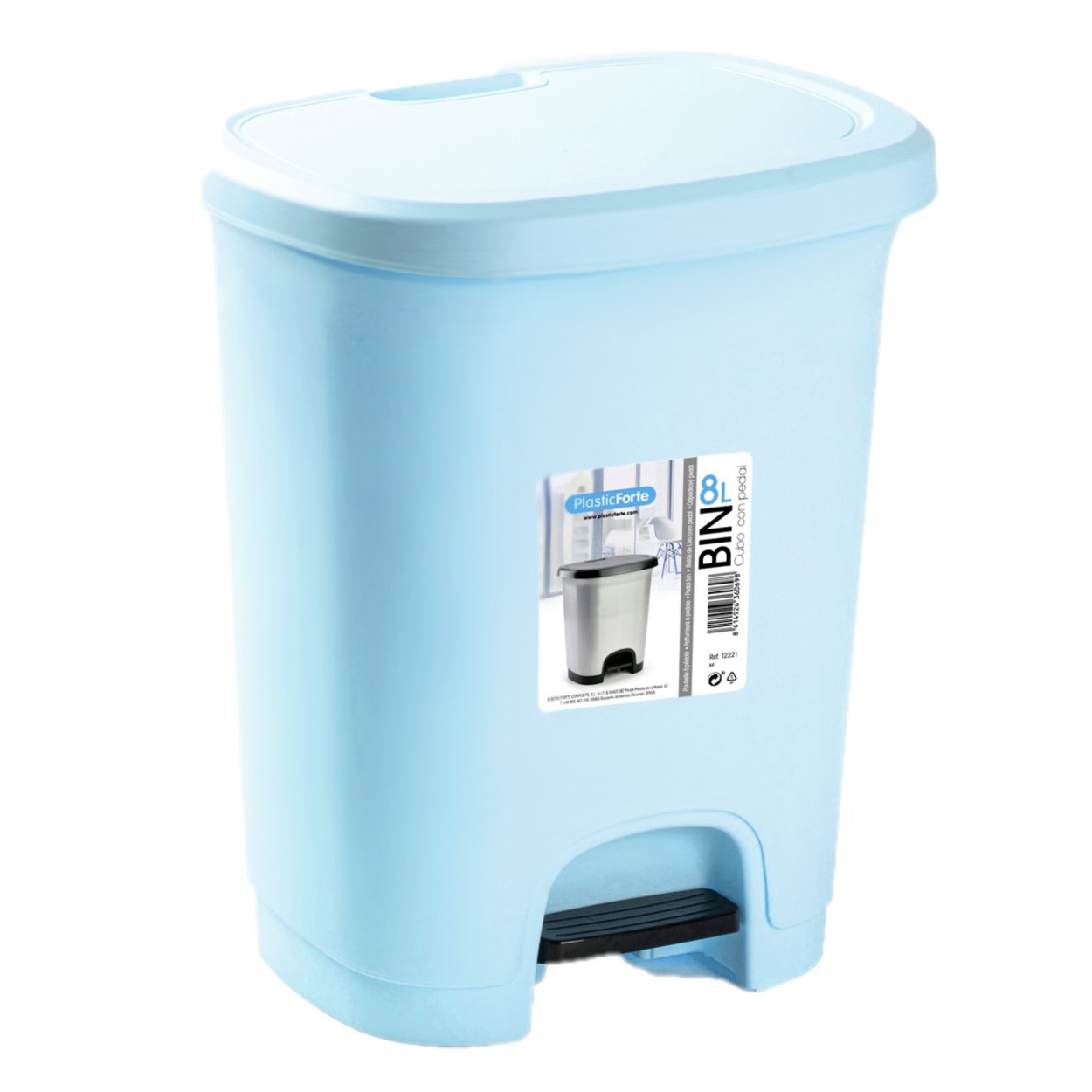 Afvalemmers-vuilnisemmers-pedaalemmers 8 liter in het lichtblauw met deksel en pedaal