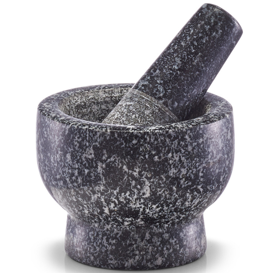 Antraciet grijze vijzel met stamper van graniet 9 cm