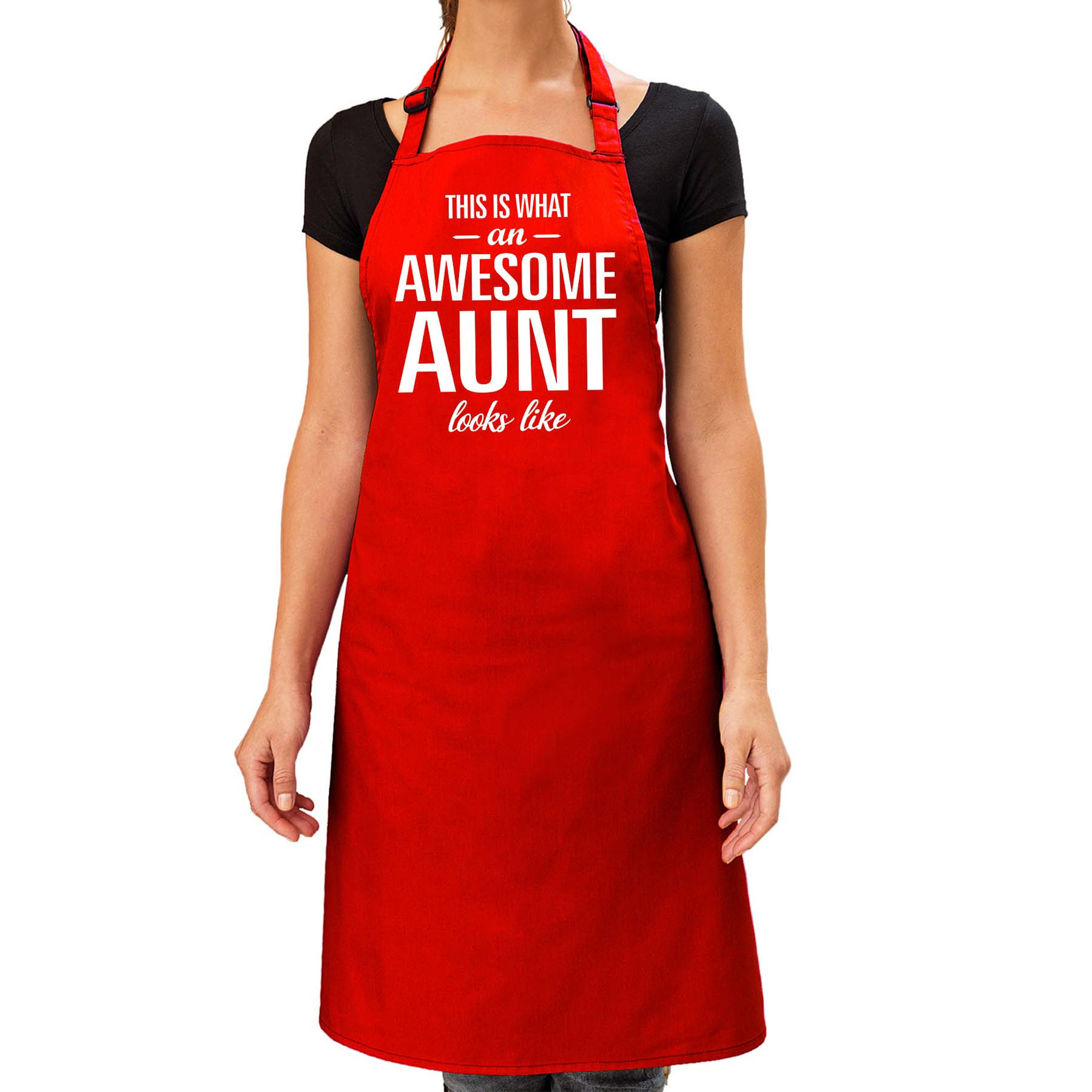 Awesome aunt cadeau bbq-keuken schort rood dames